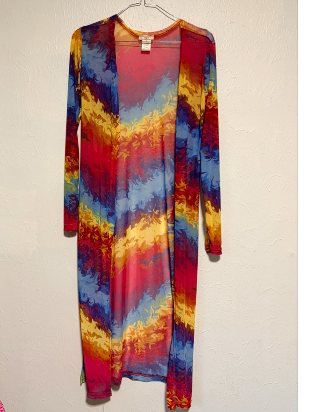 NYC small Multicolor Long Sleeve Maxi cardigan festival rave concert date summer